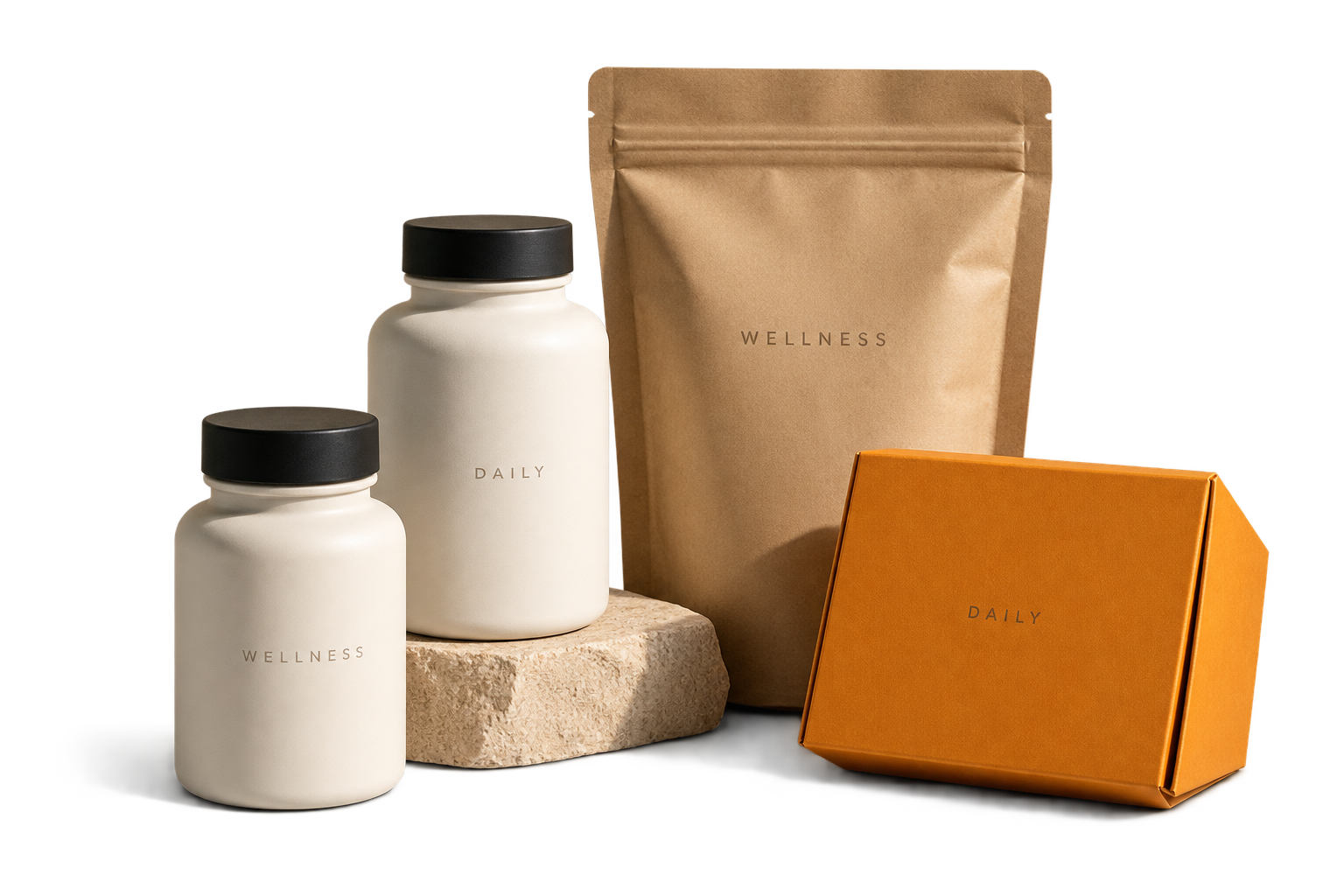 Illustrative wellness product and packaging composition
